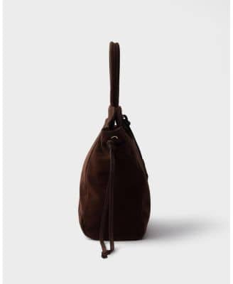 Prada Carry Women's bags Medium Brown Suede New