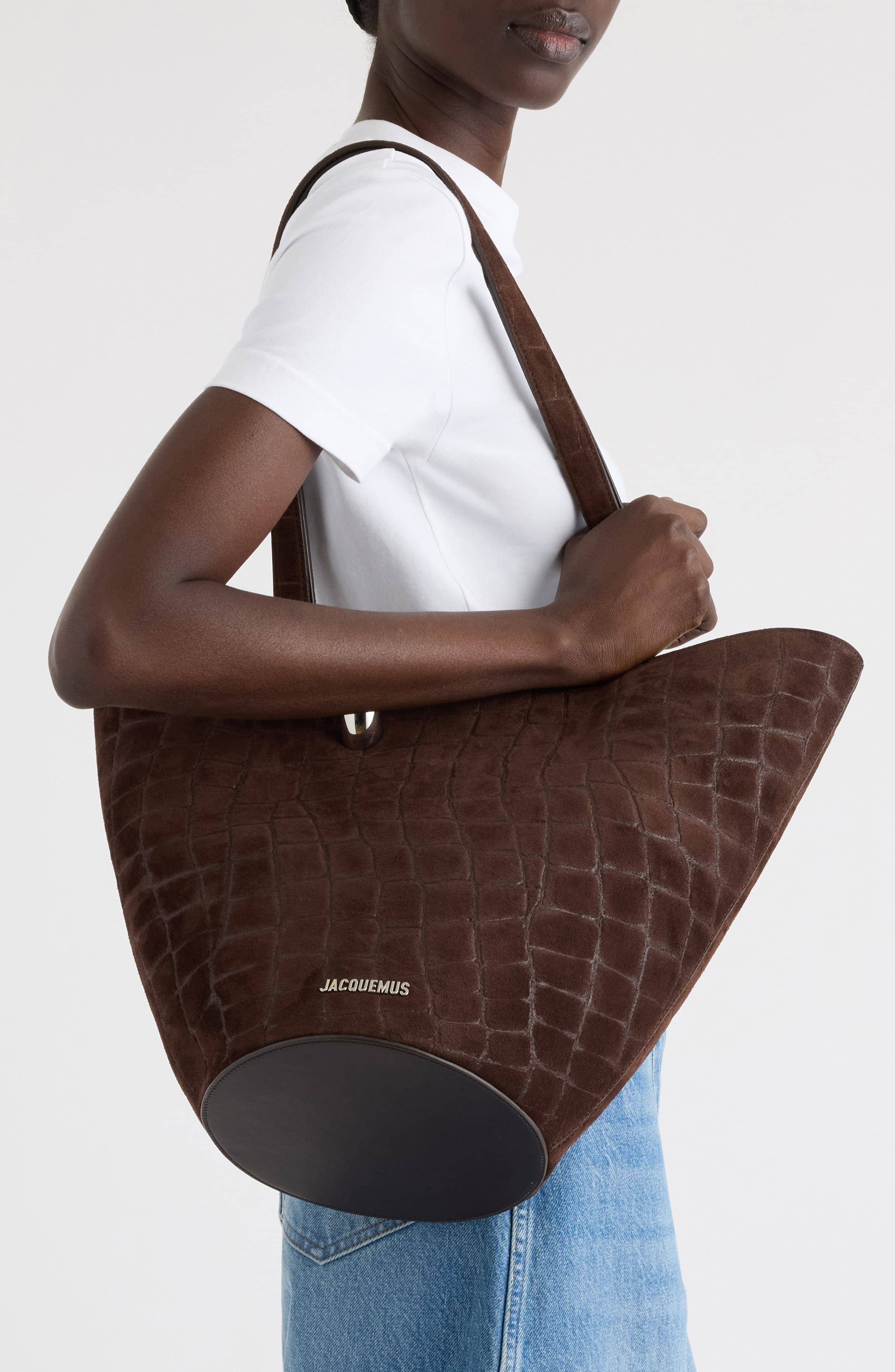 Jacquemus Le Bambola Women's bags Dark Brown Suede Medium New