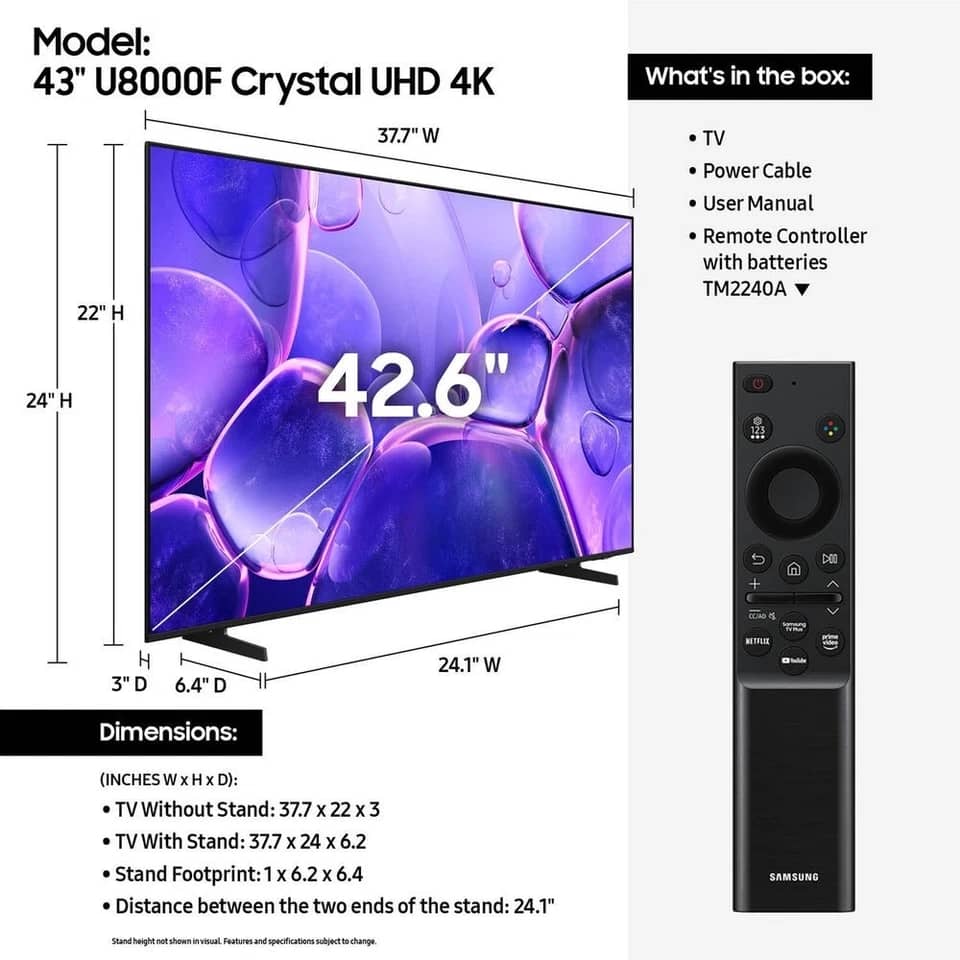Samsung U8000F TVs 75 inch New