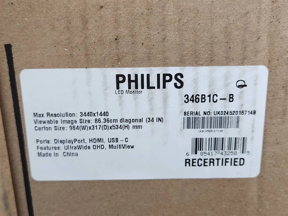 Philips 346B1C Monitors New