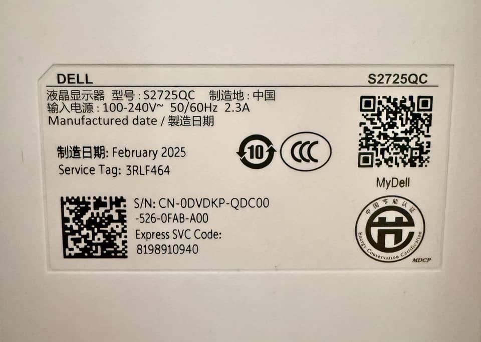 Dell S2725QC Monitors New