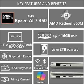 Lenovo Yoga 7 14 AMD Ryzen AI 7 350 Computers 1TB 16GB New