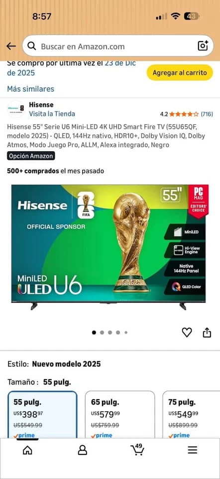 Hisense U65QF TVs 55 inch New