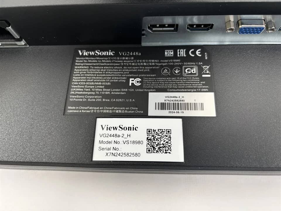ViewSonic VG2448A Monitors New