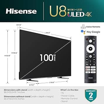 Hisense U8K TVs 100 inch New
