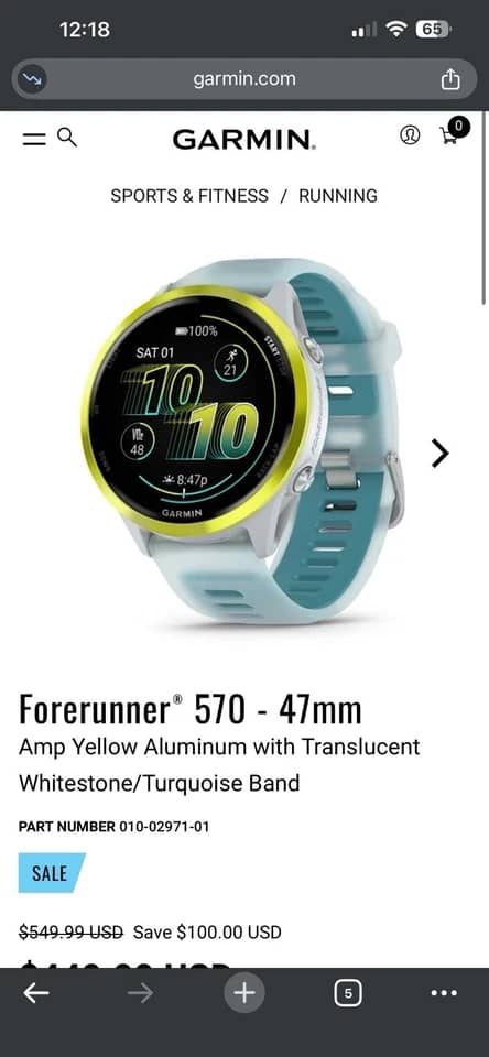 Garmin Forerunner 570 - 47mm Smartwatches Silver 42mm New