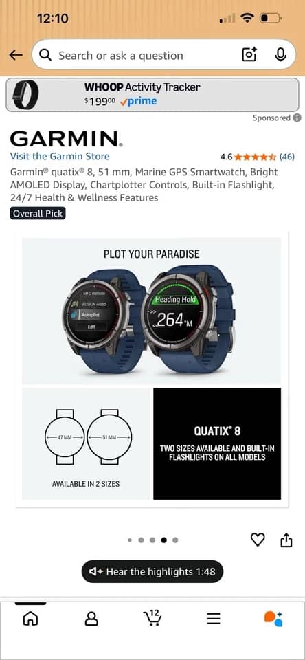 Garmin quatix 8 Smartwatches Blue 47mm New