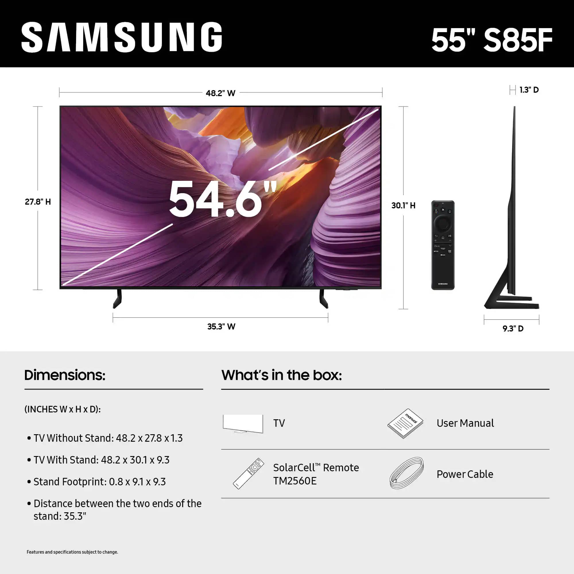 Samsung S85F TVs 55 inch New