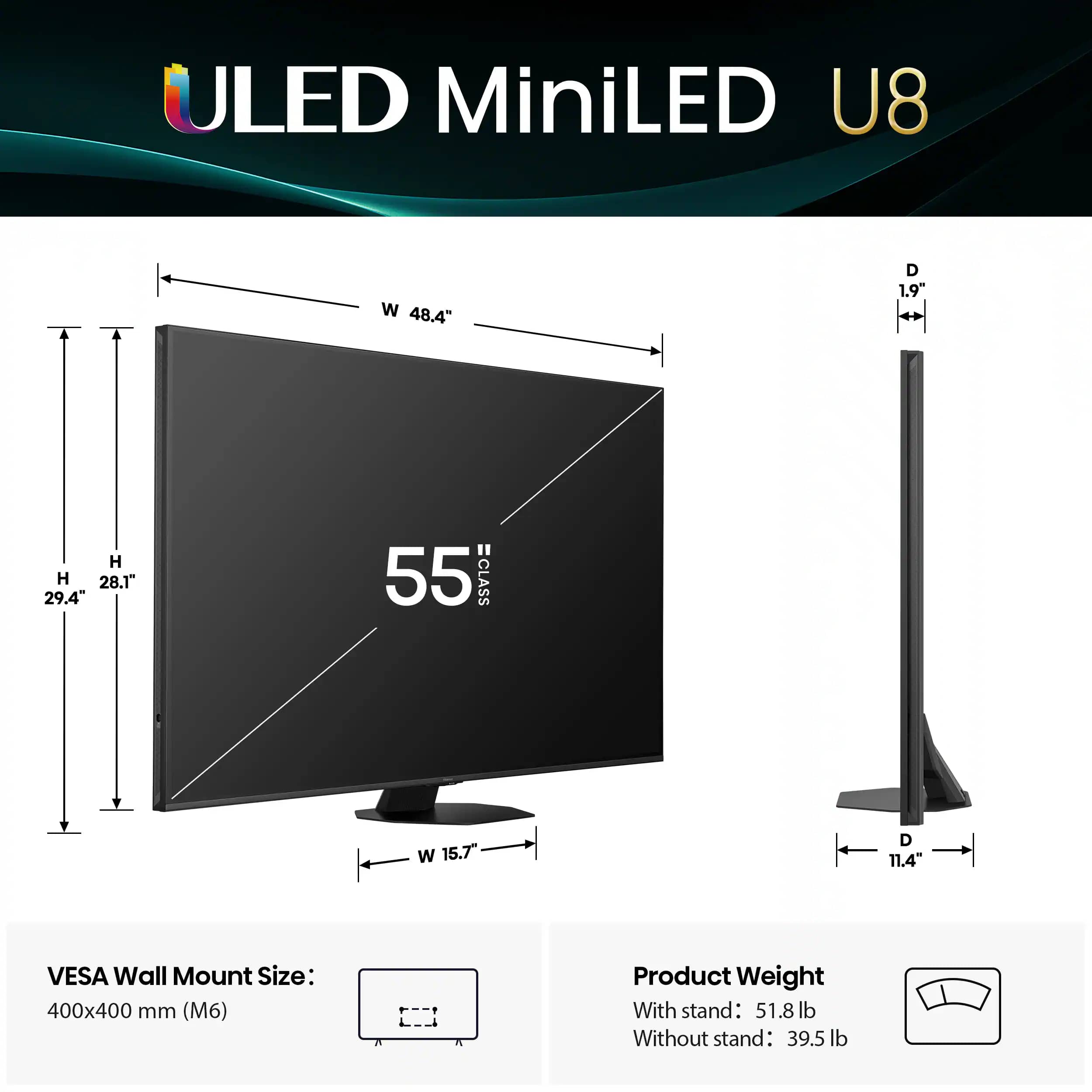 Hisense U8QG TVs 75 inch New