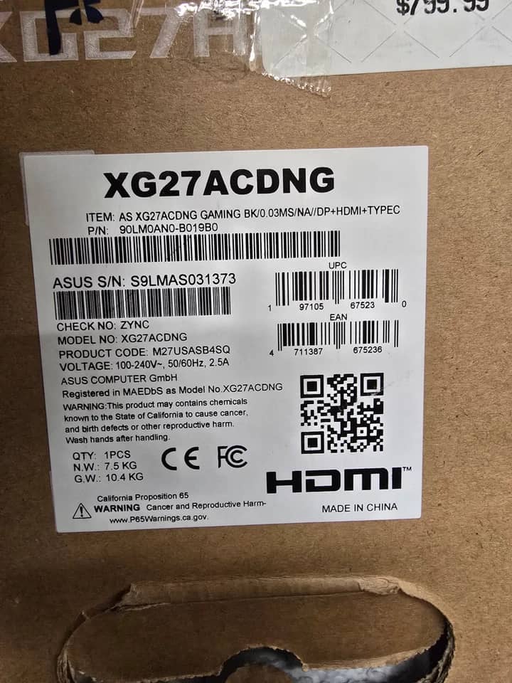 ASUS XG27ACDNG Monitors New
