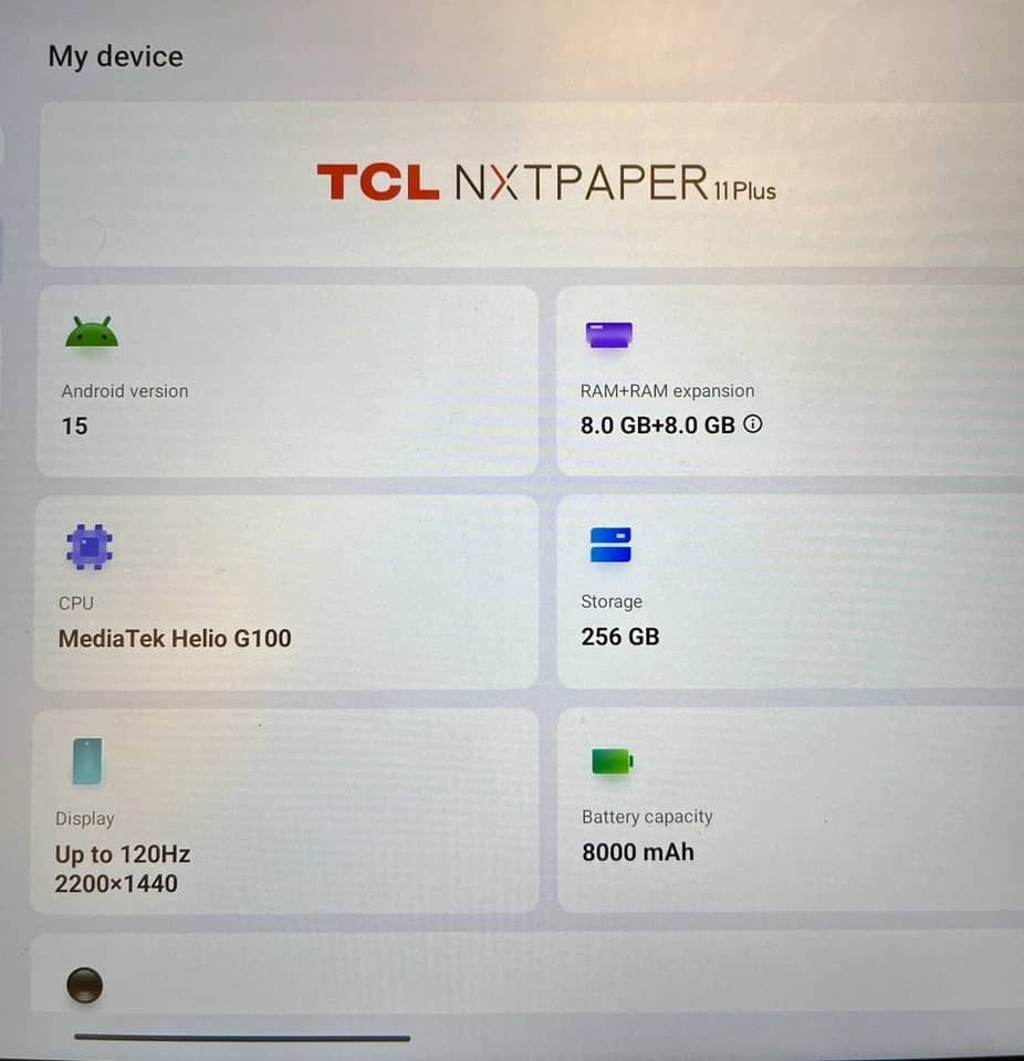 TCL NXTPAPER 11 Plus Tablets Black 256GB New 11.5"