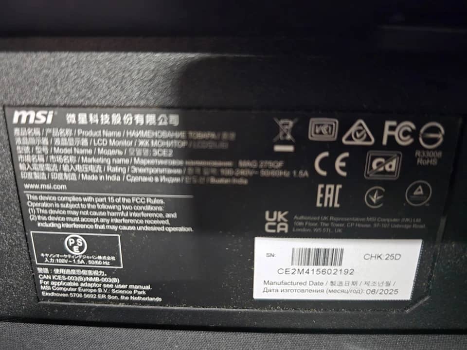 MSI MAG275QF Monitors 27" 2560x1440 180Hz New