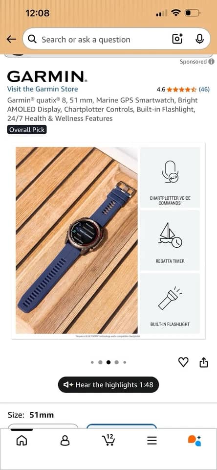 Garmin quatix 8 Smartwatches Blue 47mm New