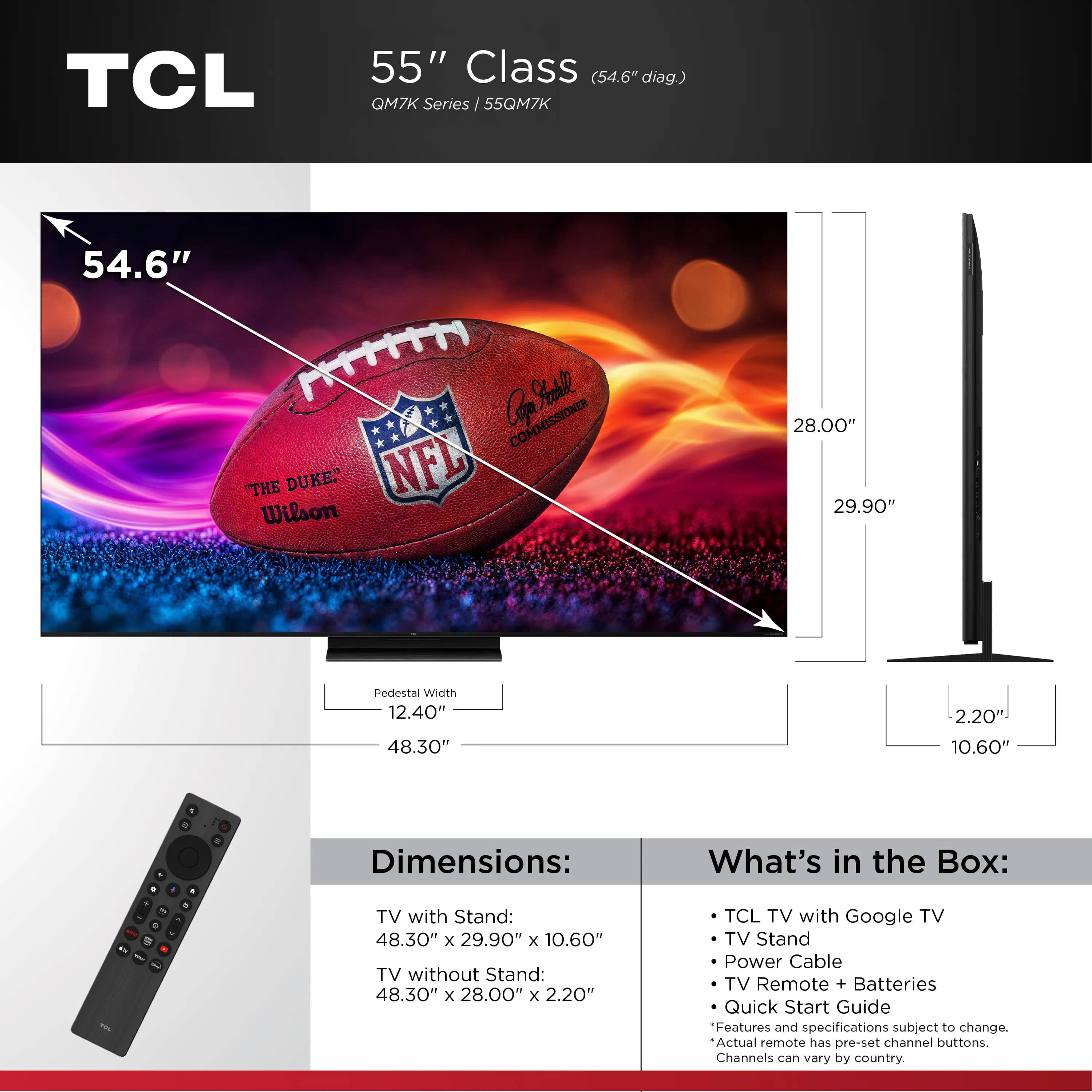 TCL QM7K TVs 55 inch New