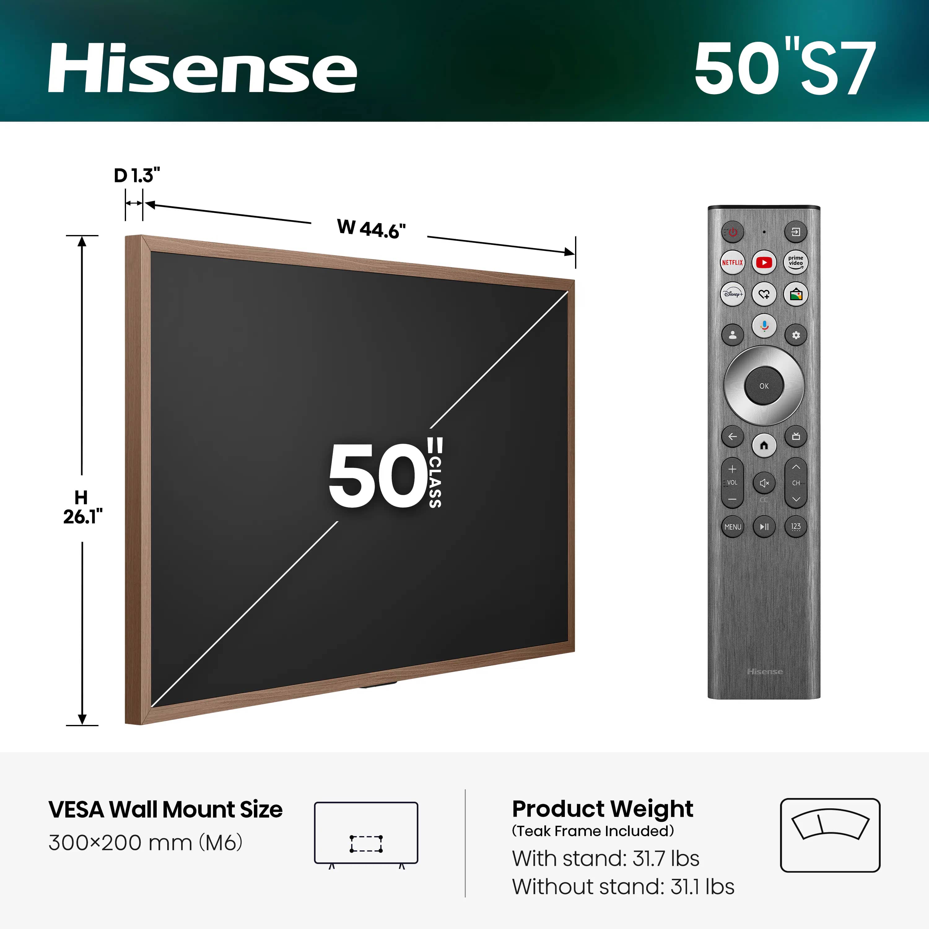 Hisense S7SG TVs 50 inch New