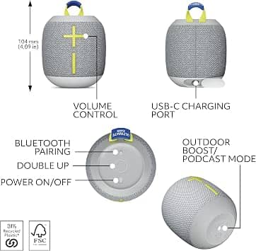 Ultimate Ears Wonderboom 4 Portable Bluetooth Speakers Black New
