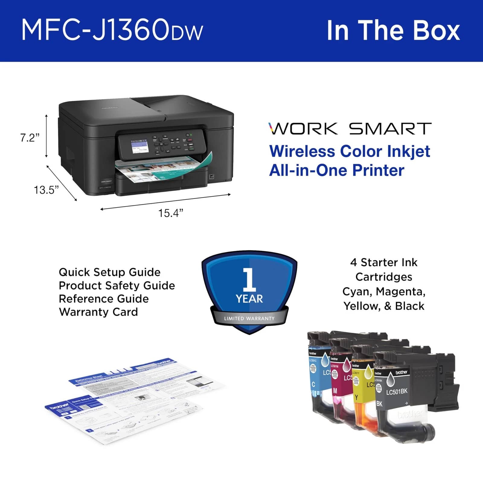 Brother MFC-J1360DW Printers New