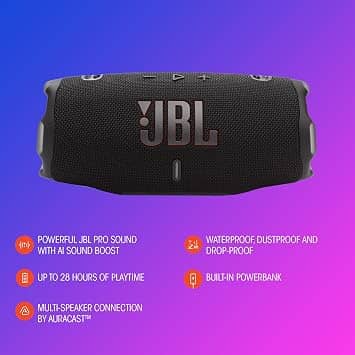 JBL Charge 6 Portable Bluetooth Speakers Black New