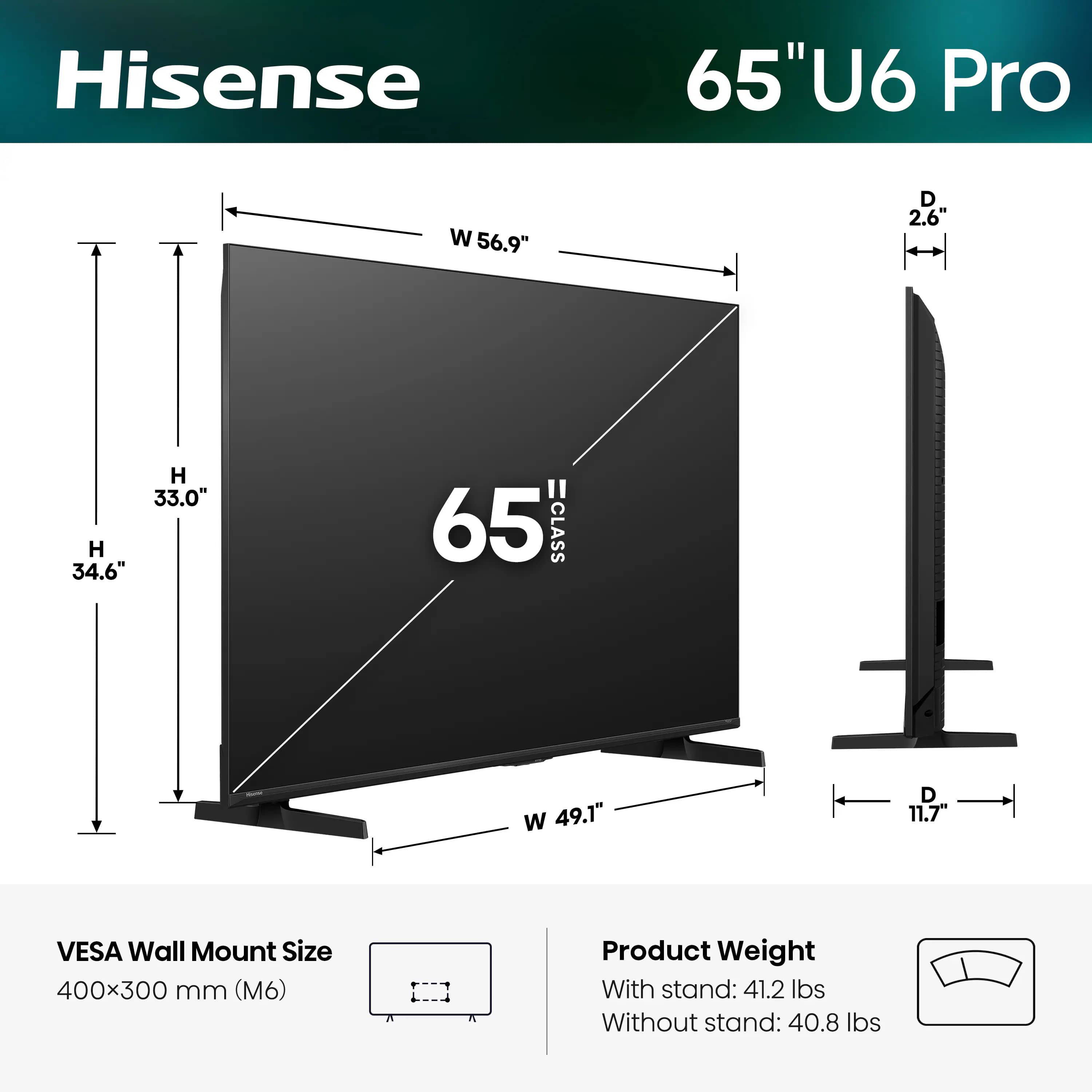 Hisense U6SF Pro TVs 55 inch New