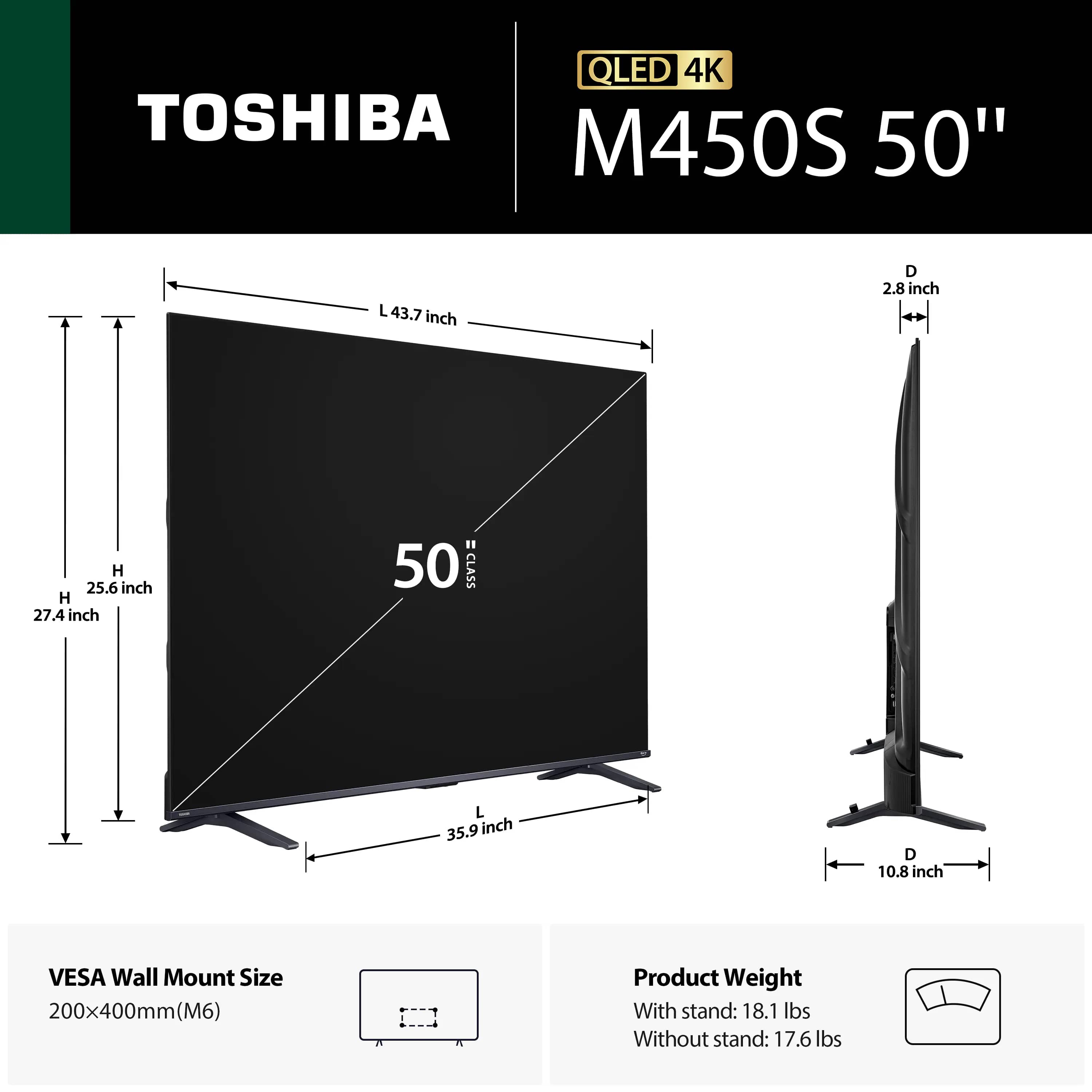 Toshiba M450 TVs 50 inch New