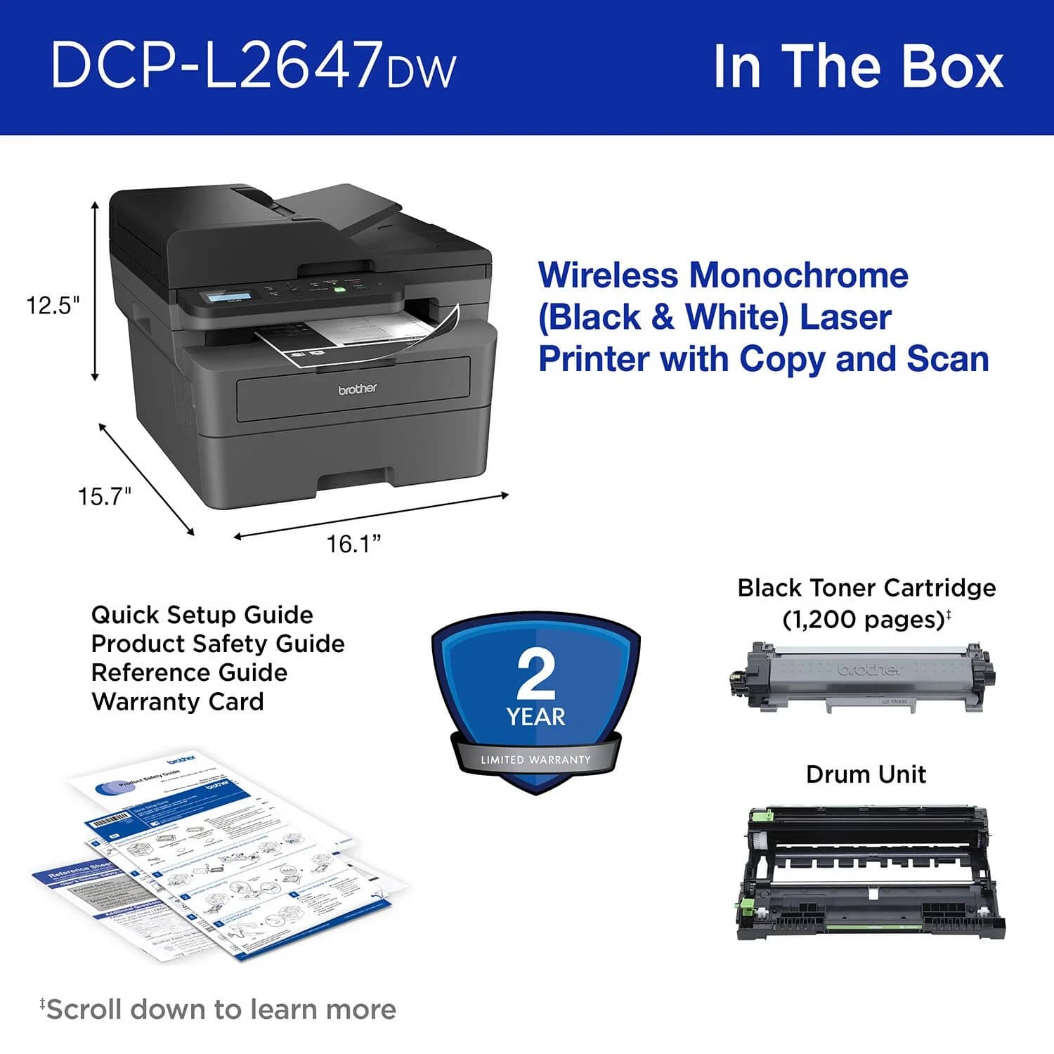 Brother DCP-L2647DW Printers New