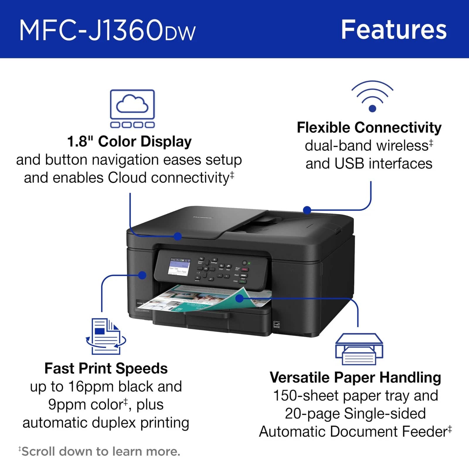 Brother MFC-J1360DW Printers New
