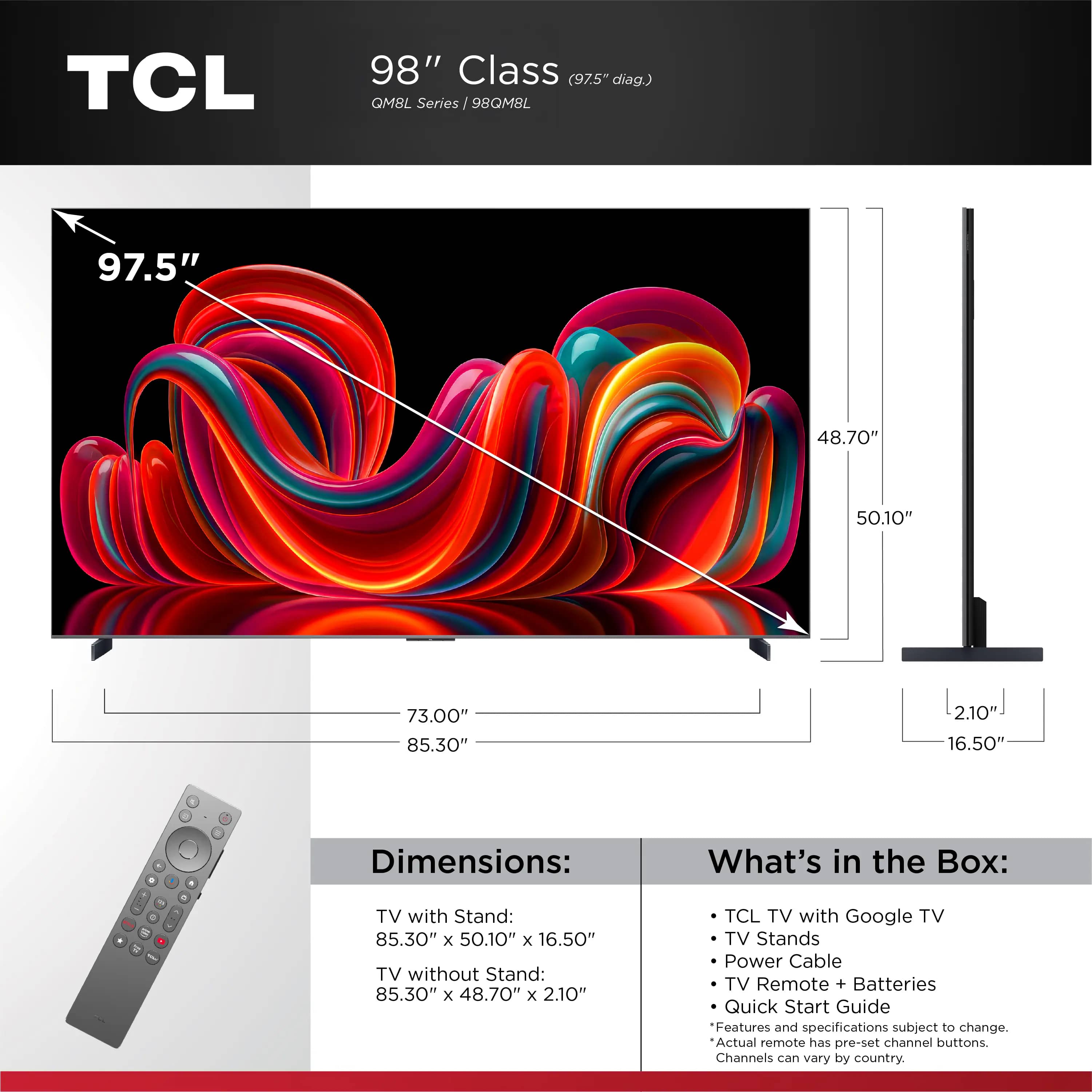 TCL QM8L TVs 65 inch New