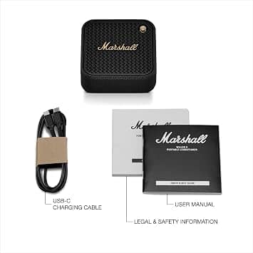 Marshall Willen II Portable Bluetooth Speakers Black New