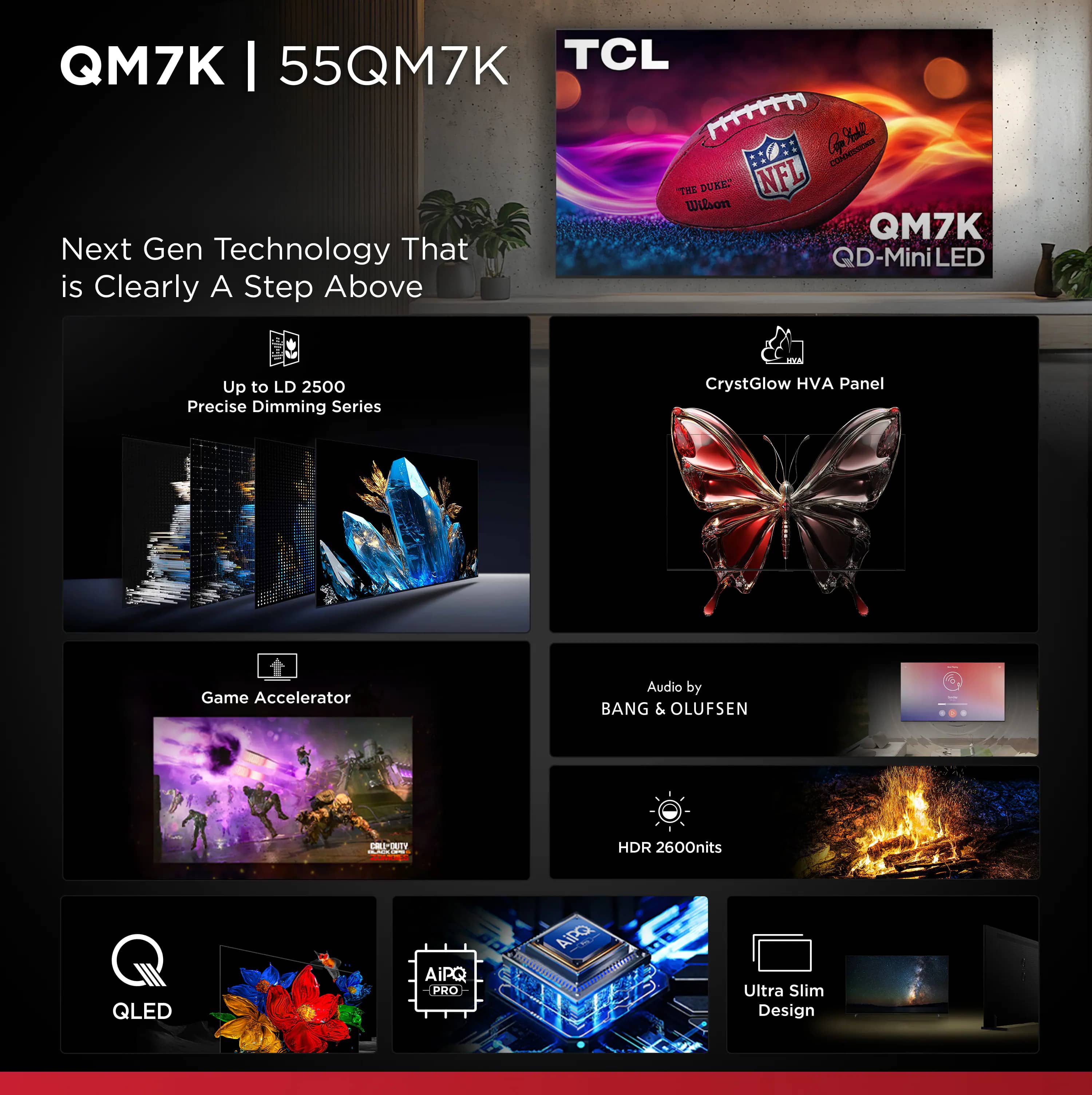 TCL QM7K TVs 55 inch New