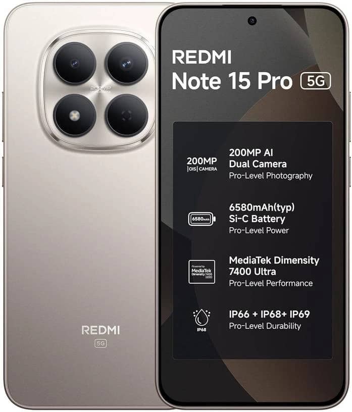 Xiaomi Redmi Note 15 Pro Cell Phones Silver 128GB Unlocked New