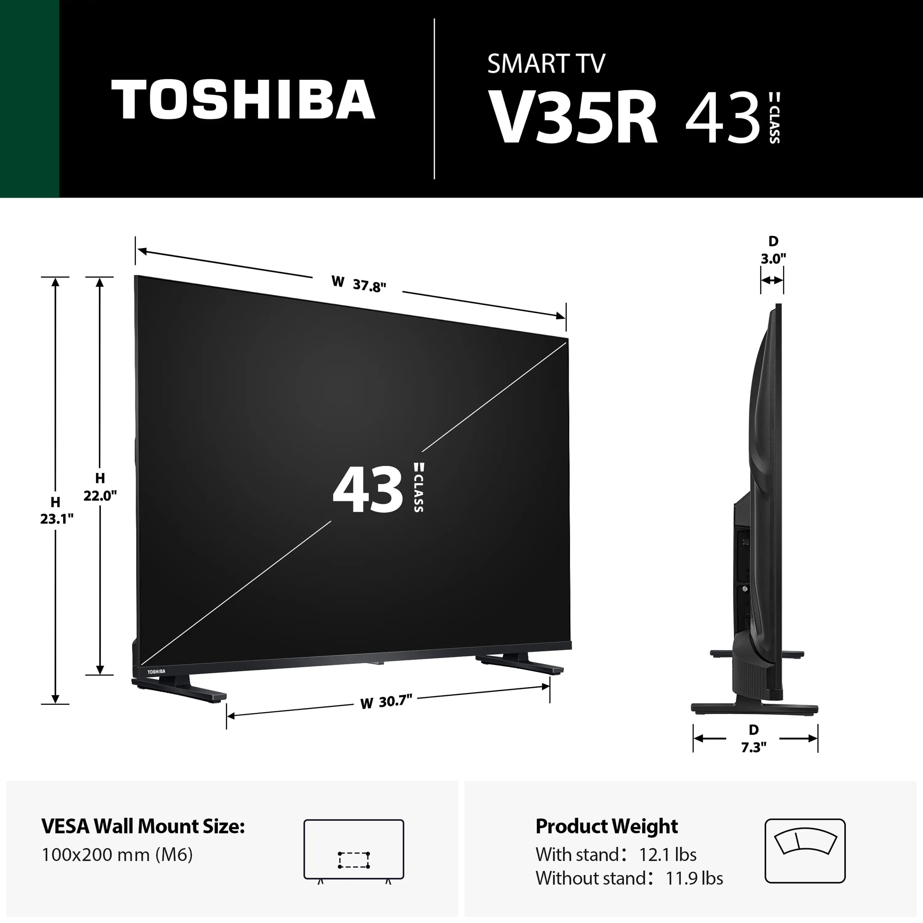 Toshiba V35 TVs 43 inch New