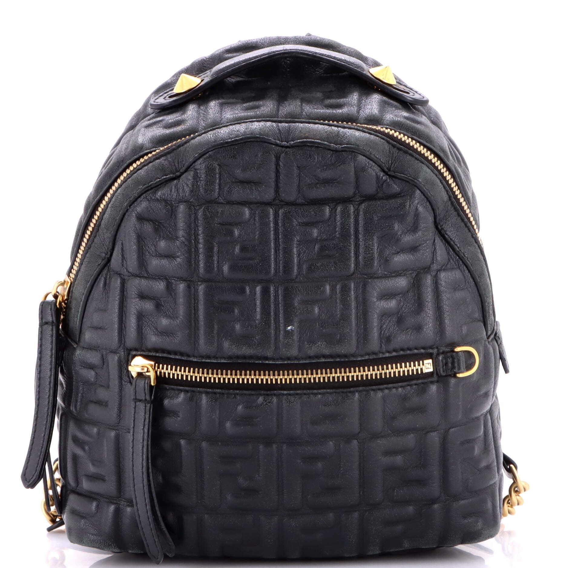 Fendi By The Way Women's bags Mini Black Embossed Used - Acceptable